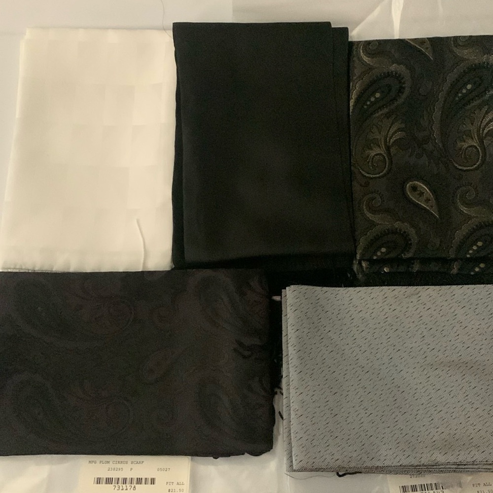 Five dress scarves